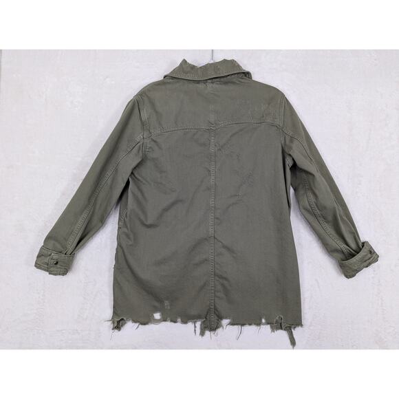 Free People Moonchild Women's Oversized Jacket Size Small Olive Green Distressed - Picture 8 of 15